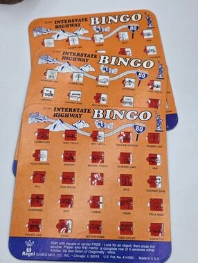 Vintage 1997 Interstate Highway Bingo Travel Game by Regal Games Set Of 3